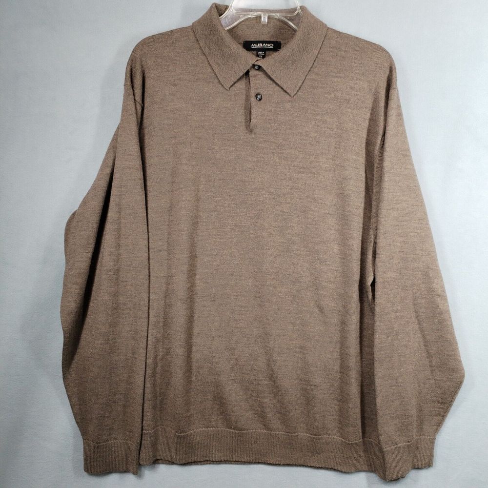 Vintage Murano 2XB‎ Big Merino Wool Pullover Sweater Brown Made In Australia